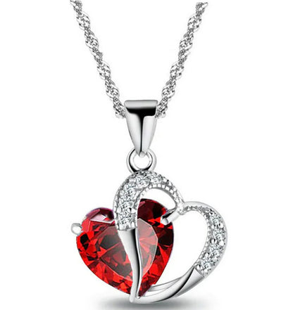 Heart Shaped Zircon Crystal Necklace Clavicle Chain