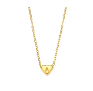 Heart Charm Gold Necklet - Initial Love HejK.com Marketplace LLC