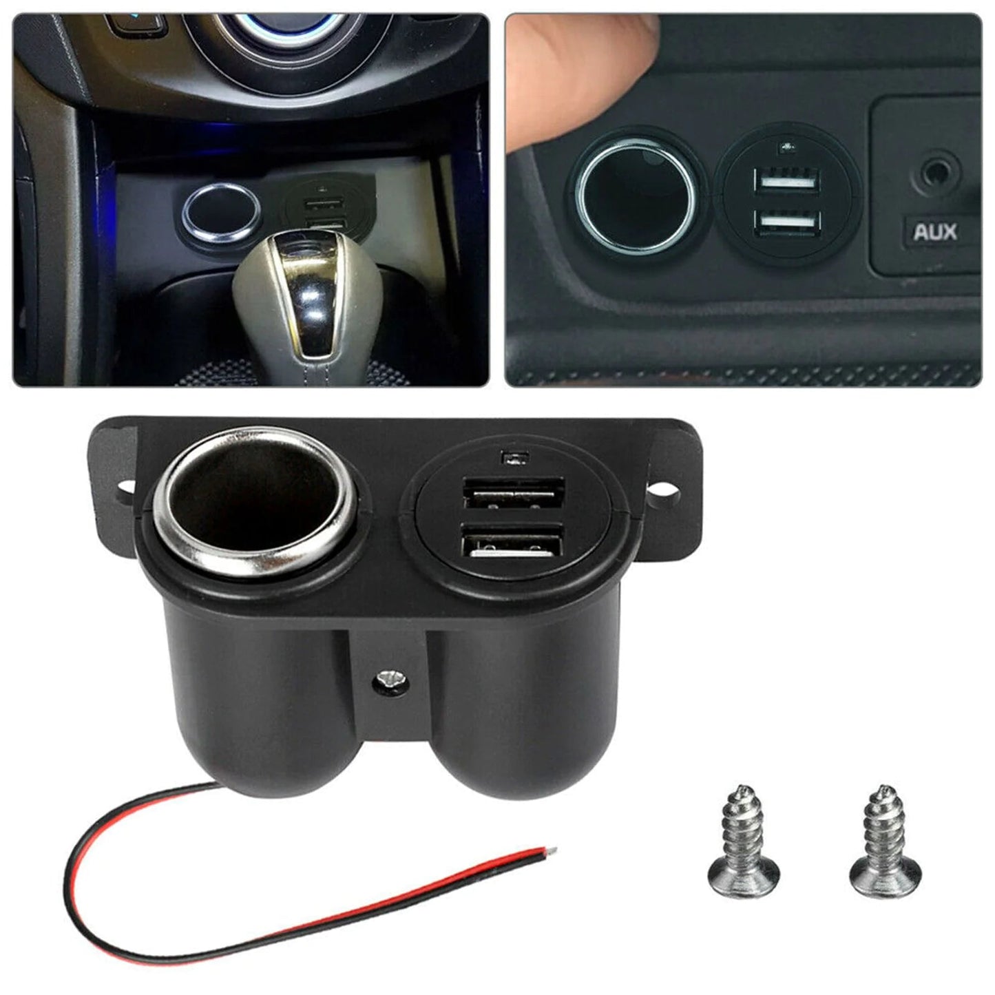 Car Cigarette Lighter Socket Splitter Dual USB Charger Power Adapter Outlet 12V WEM Support (www.WEM.support)