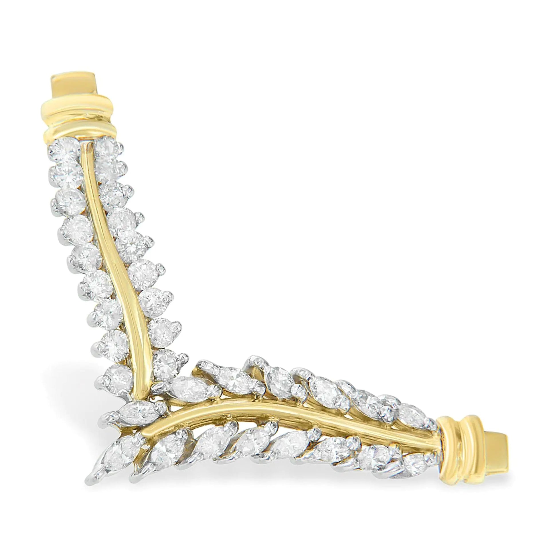 14K Yellow Gold 1 cttw Diamond 'V' Shape Pendant (H-I, I1-I2) WEM Support (www.WEM.support)