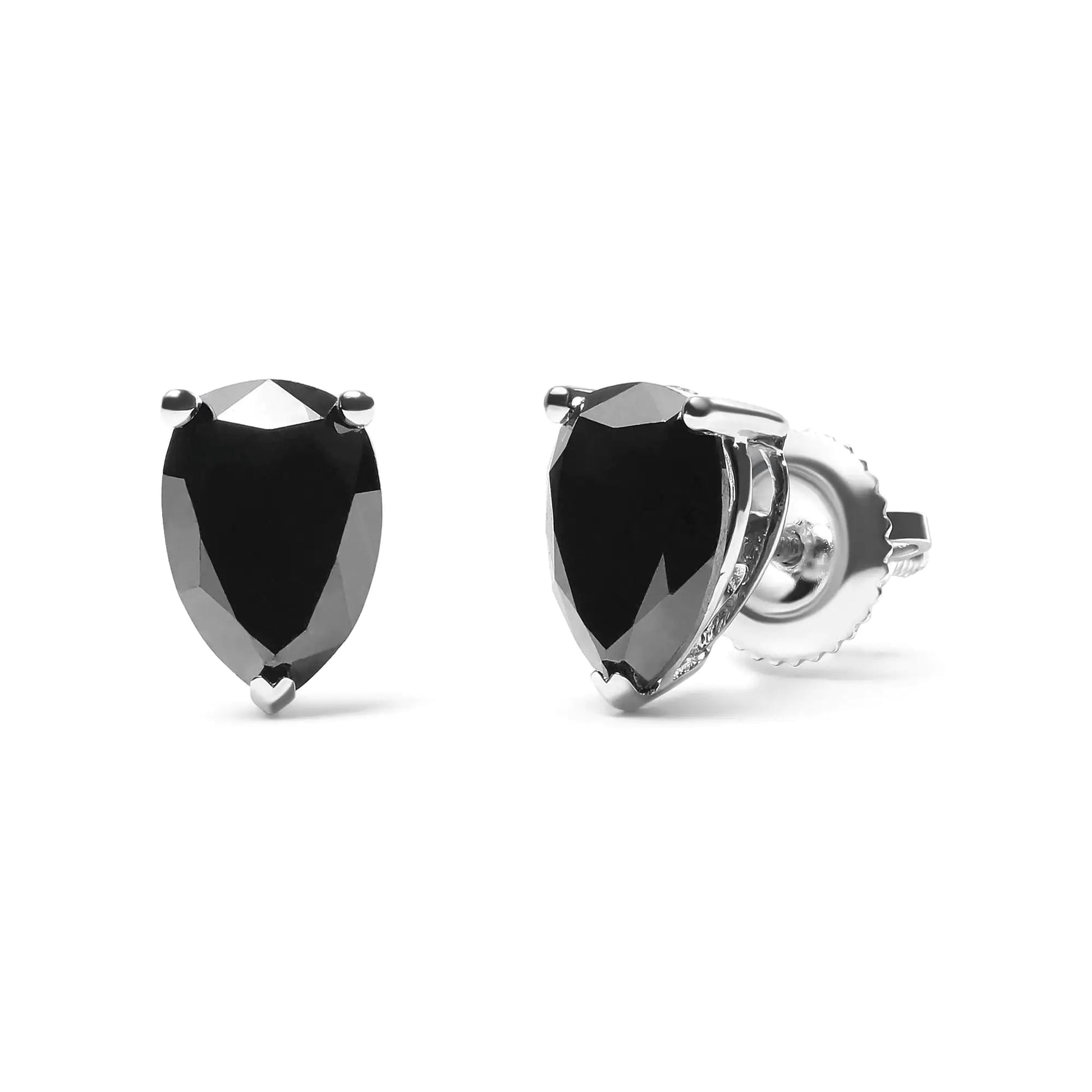 14K White Gold 2.00 Cttw Pear Cut Black Diamond Stud Earrings WEM Support (www.WEM.support)