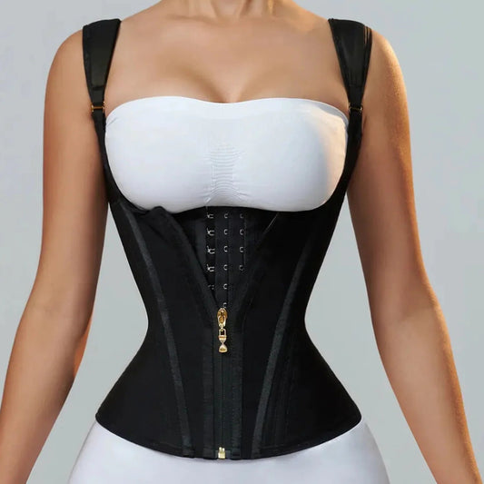 High Elastic Mesh Waist Seal Court Belly Contracting And Slimming Waistband Zipper Breasted Vintage Corset HejK.com
