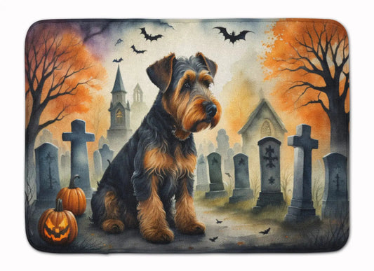 Airedale Terrier Spooky Halloween Memory Foam Kitchen Mat WEM Support (www.WEM.support)