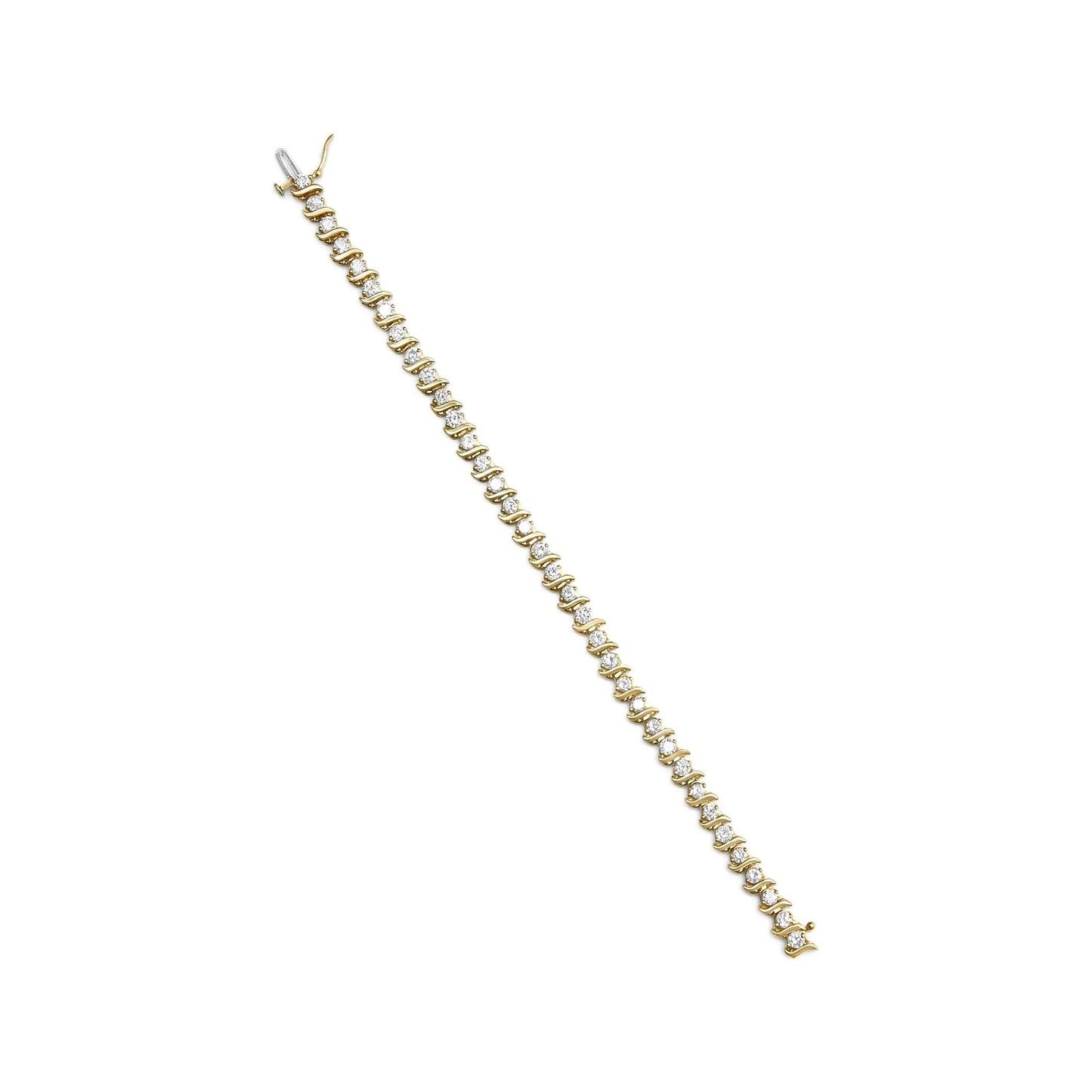 10K Yellow Gold Plated .925 Sterling Silver 5.00 Cttw Diamond S-Link Bracelet (K-L Color, I2-I3 Clarity) Size 7.25" WEM Support (www.WEM.support)