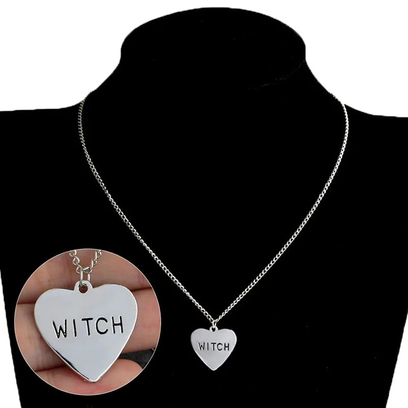 Witch Necklace Heart Engraved WEM Support (www.WEM.support)