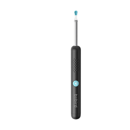 A visual ear picking tool with a high-resolution camera and a precision cleaning tool, primarily black in color with a blue accent.