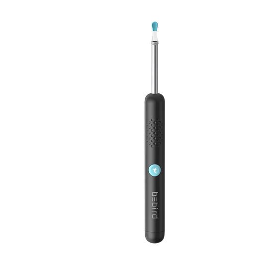 A visual ear picking tool with a high-resolution camera and a precision cleaning tool, primarily black in color with a blue accent.