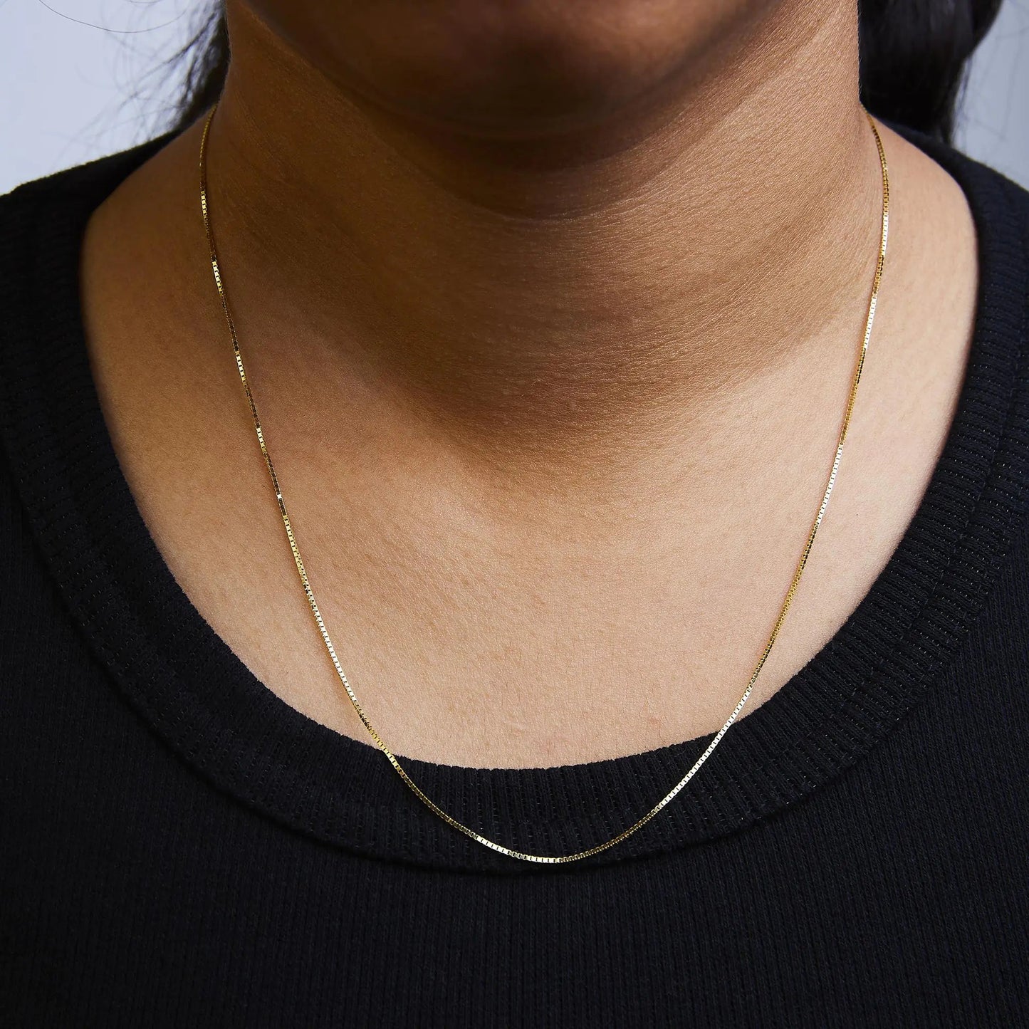 Unisex Solid 14K Gold 0.75mm Classic Box Chain Necklace WEM Support (www.WEM.support)