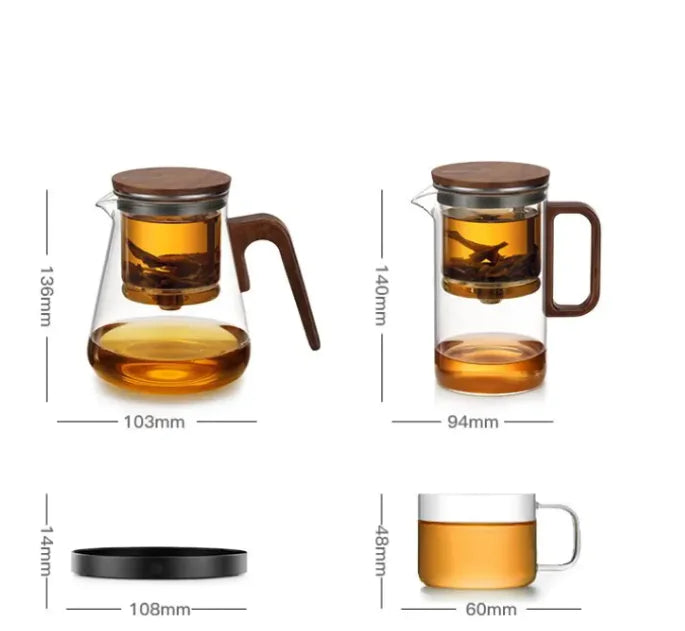 Walnut Full Glass Liner Teapot WEM Support (www.WEM.support)