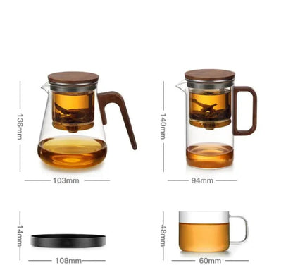 Walnut Full Glass Liner Teapot WEM Support (www.WEM.support)