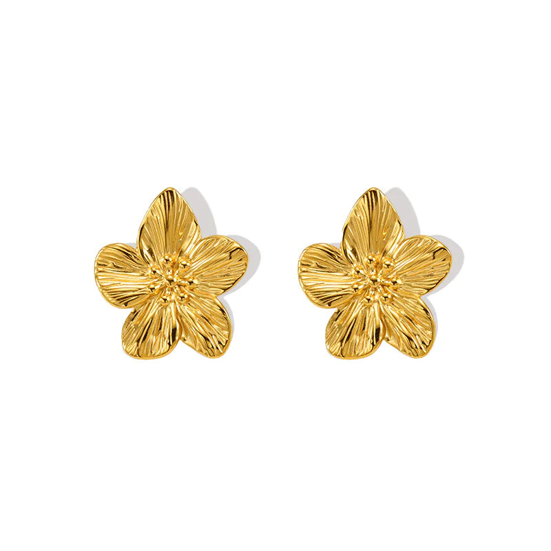 Chic Gold Petal Drop Stud Earrings WEM Support (www.WEM.support)
