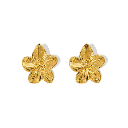 Chic Gold Petal Drop Stud Earrings WEM Support (www.WEM.support)