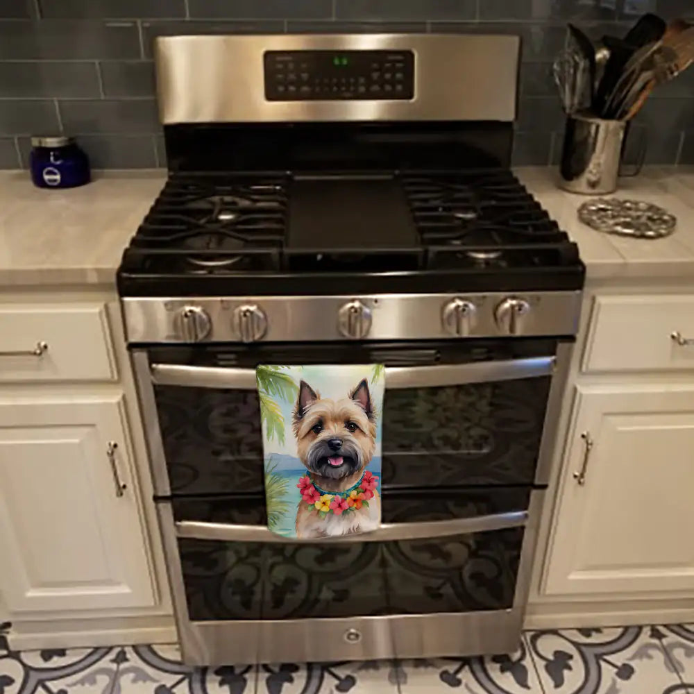 Cairn Terrier Luau Kitchen Towel WEM Support (www.WEM.support)