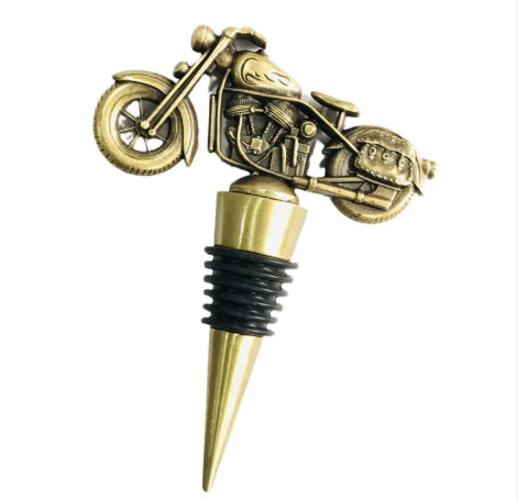 Retro Bronze Riding Motorcycle Wine Stopper WEM Support (www.WEM.support)