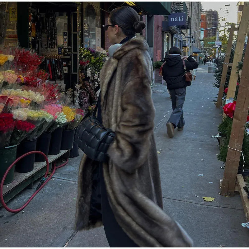 Women's Winter Warm Long Imitation Mink Coat WEM Support (www.WEM.support)