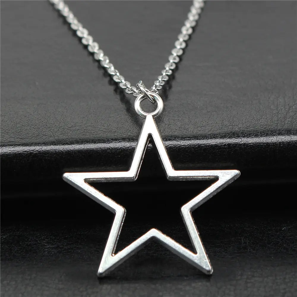 Simple Vintage Hollow Star Pendant Necklace WEM Support (www.WEM.support)