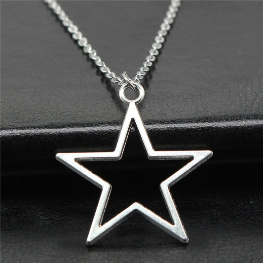Simple Vintage Hollow Star Pendant Necklace WEM Support (www.WEM.support)
