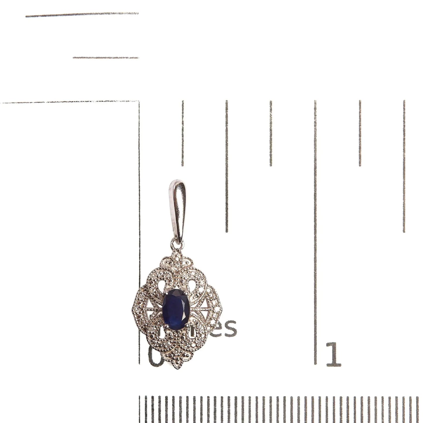.925 Sterling Silver 6x4 MM Oval Blue Sapphire and White Diamond Accent Art Deco Style Shield Dangle Earring (I-J Color, I3 Clarity) WEM Support (www.WEM.support)
