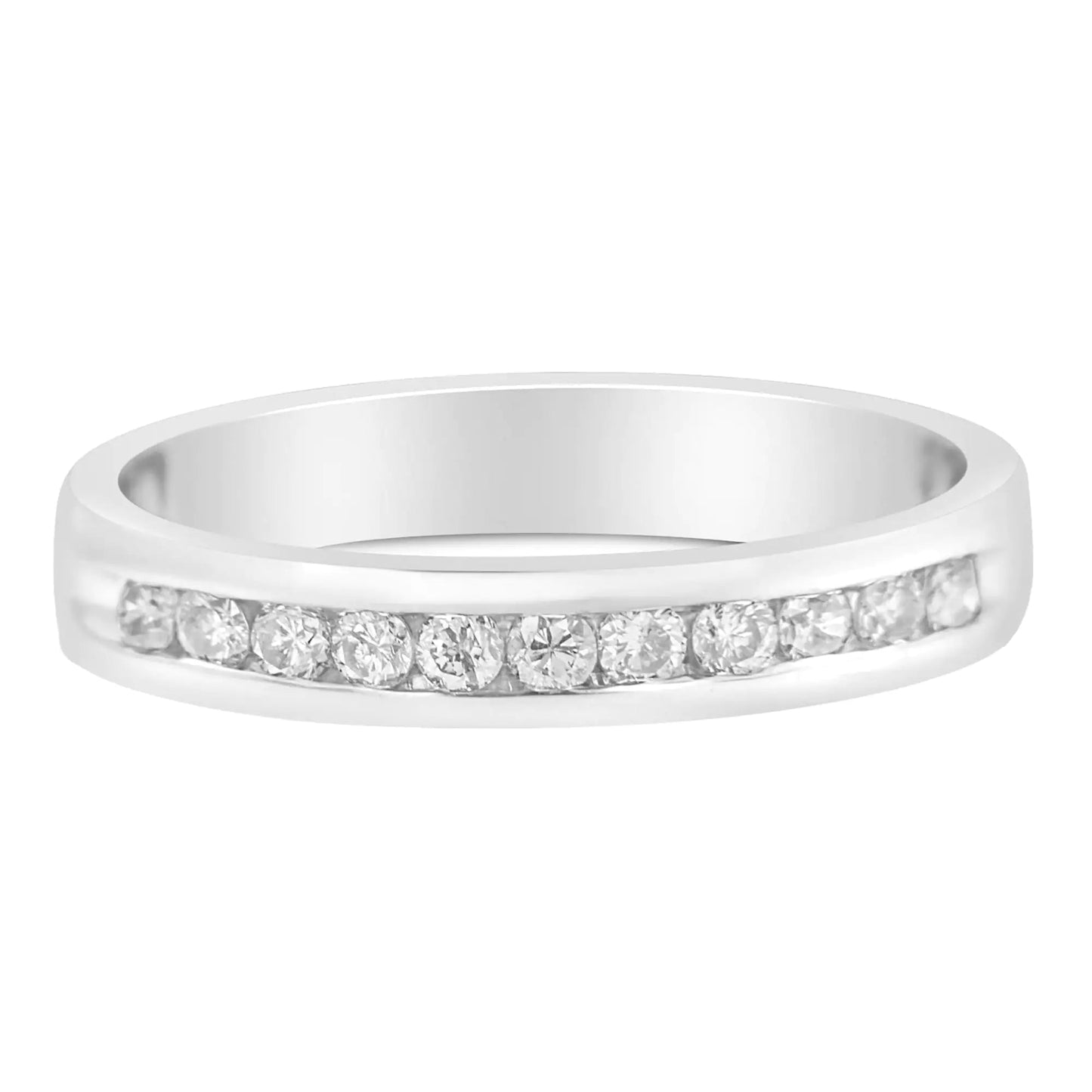 18K White Gold 1/4 Cttw Channel Set Brilliant Round-Cut Diamond Classic 11 Stone Wedding Band Ring (E-F Color, I1-I2 Clarity) WEM Support (www.WEM.support)