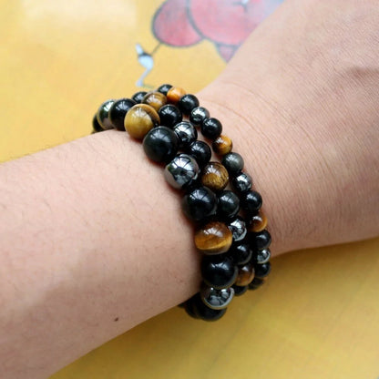 Hematite Black Obsidian Stretch Bracelets WEM Support (www.WEM.support)