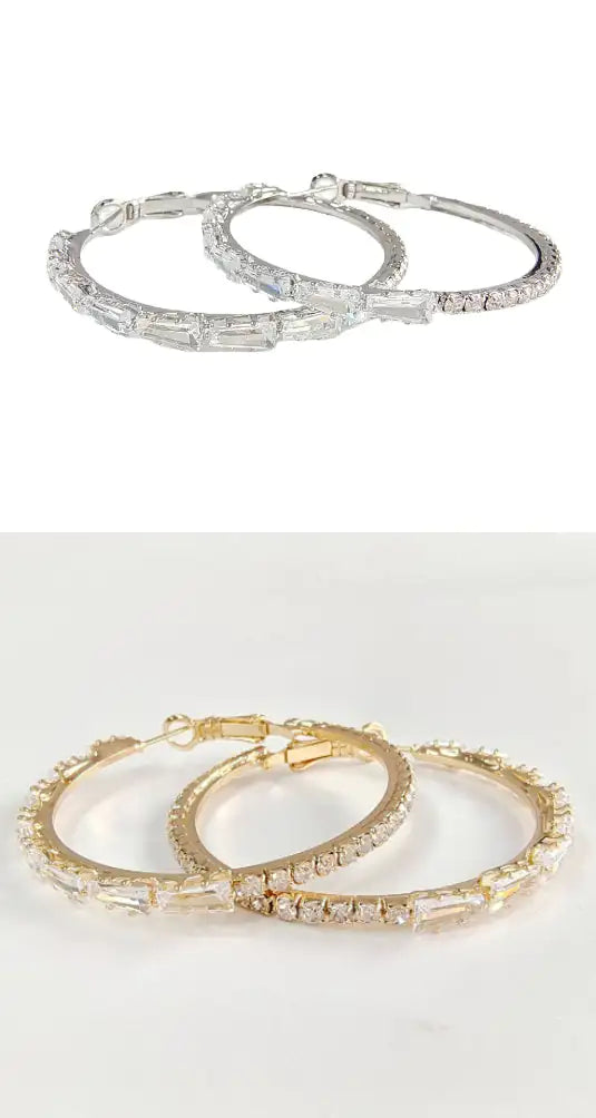 Simple Gold Ladies Zircon Earrings European And American Big Earrings WEM Support (www.WEM.support)