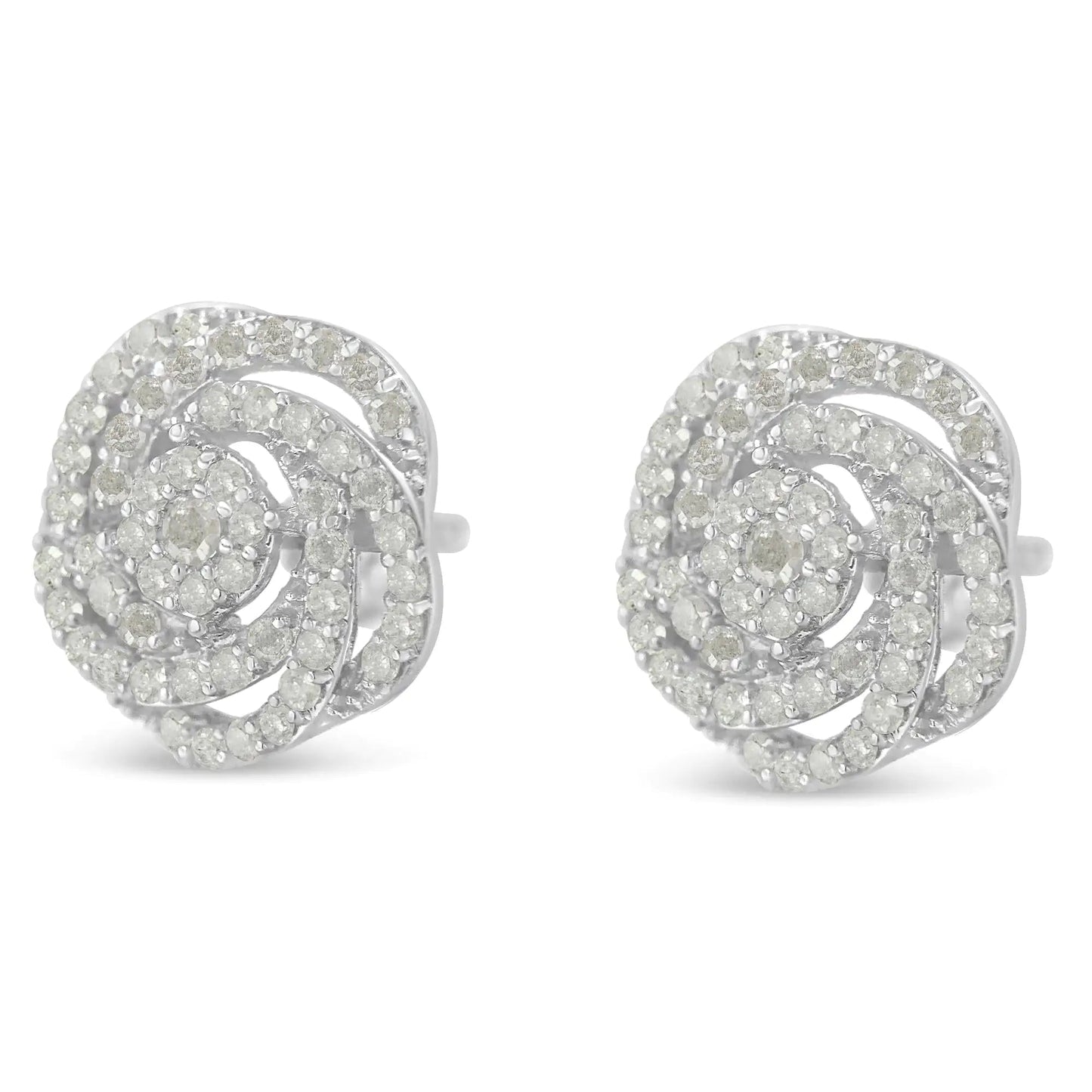 10k White Gold Rose-Cut Diamond Floral Cluster Earrings (1 cttw, I-J Color, I2-I3 Clarity) WEM Support (www.WEM.support)