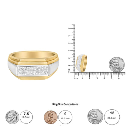 14K Yellow and White Gold 1.00 Cttw Princess-Cut Diamond Modern Gent's Band (G-H Color, SI1-SI2 Clarity) - Size 10 WEM Support (www.WEM.support)