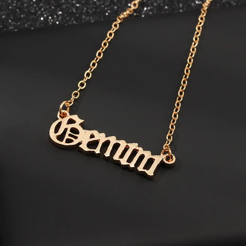 Retro Zodiac English Letter Alphabet Necklaces WEM Support (www.WEM.support)