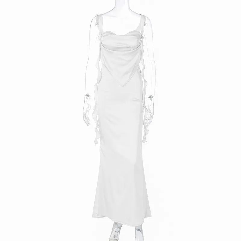 Lace Sling Backless Fashion Ruffles Ribbon Dress WEM Support (www.WEM.support)