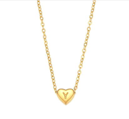 Heart Charm Gold Necklet - Initial Love HejK.com Marketplace LLC