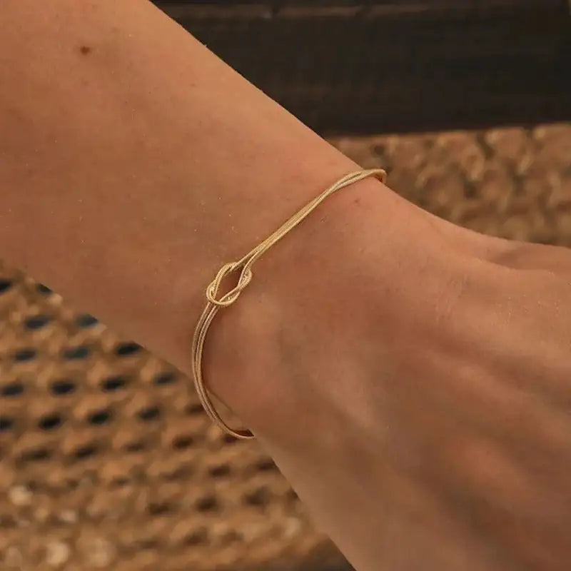 Stainless Steel Valentine's Day Knot Snake Chain Necklace Hand Knotted Bracelet WEM Support (www.WEM.support)