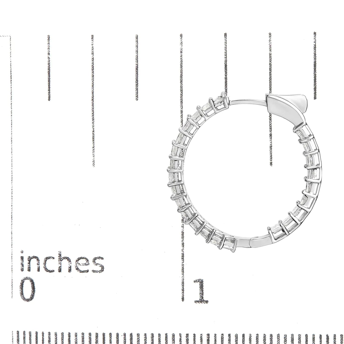 14K White Gold Natural Princess Cut Diamond Inside Out Hoop Earrings (G-H Color, SI2-I1 Clarity) WEM Support (www.WEM.support)