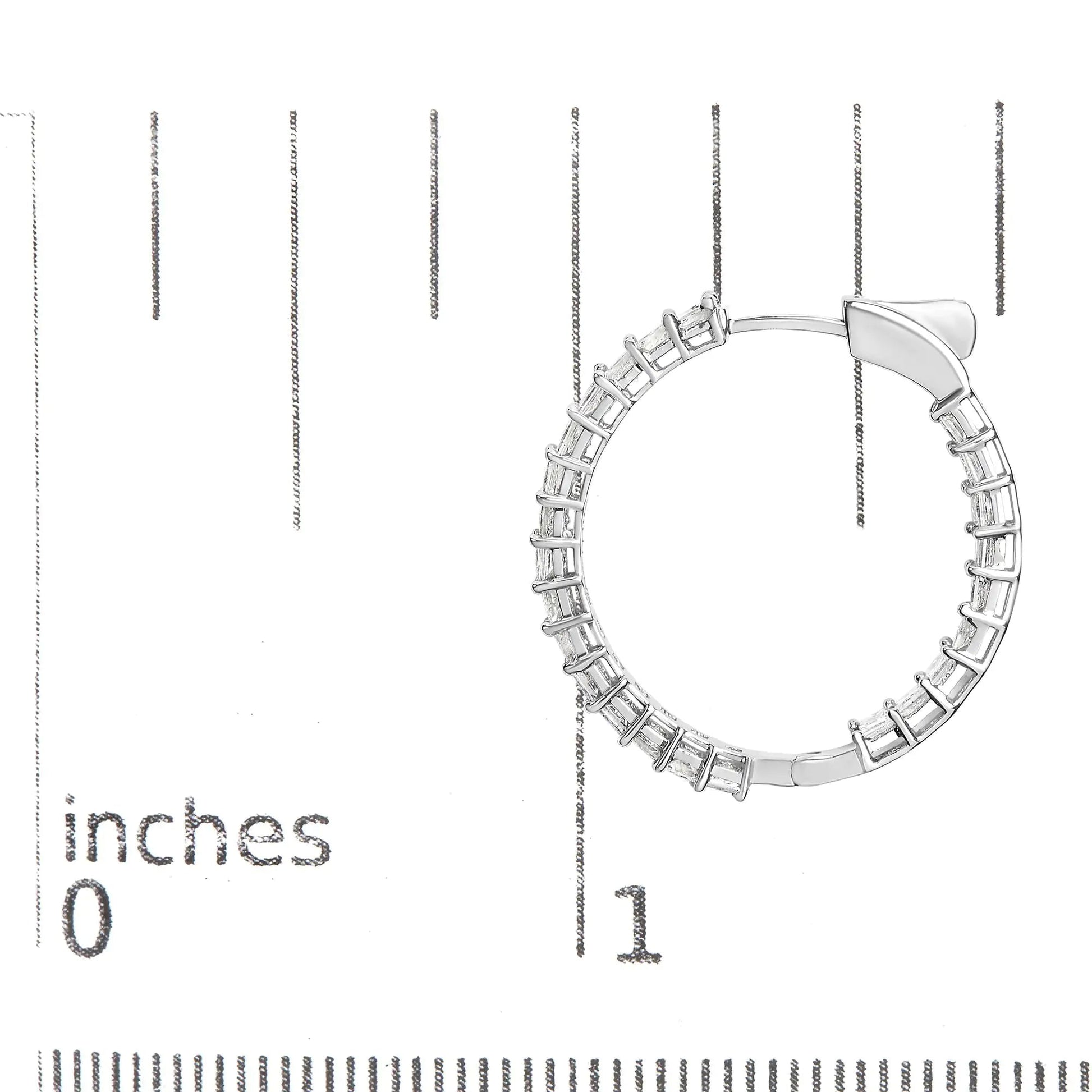 14K White Gold Natural Princess Cut Diamond Inside Out Hoop Earrings (G-H Color, SI2-I1 Clarity) WEM Support (www.WEM.support)
