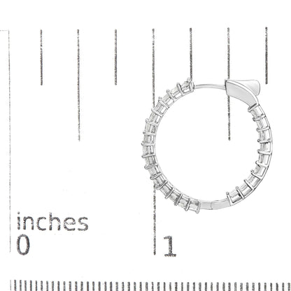 14K White Gold Natural Princess Cut Diamond Inside Out Hoop Earrings (G-H Color, SI2-I1 Clarity) WEM Support (www.WEM.support)