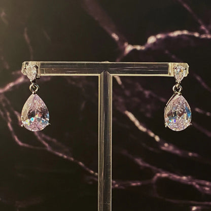 Crystal Clear Teardrop Earrings WEM Support (www.WEM.support)