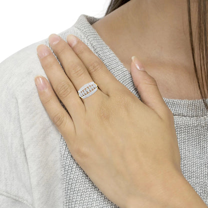 10KT Two-Tone Gold Diamond Cluster Band (1 cttw, I-J Color, I1-I2 Clarity) WEM Support (www.WEM.support)