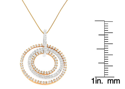 Two-Tone 14K Gold 1 cttw Round Cut Diamond Circle Loop Pendant Necklace (H-I, SI2-I1) WEM Support (www.WEM.support)