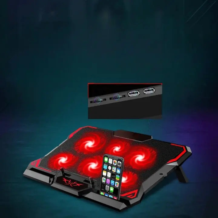 Six Fan LED Laptop Cooling Pad WEM Support (www.WEM.support)