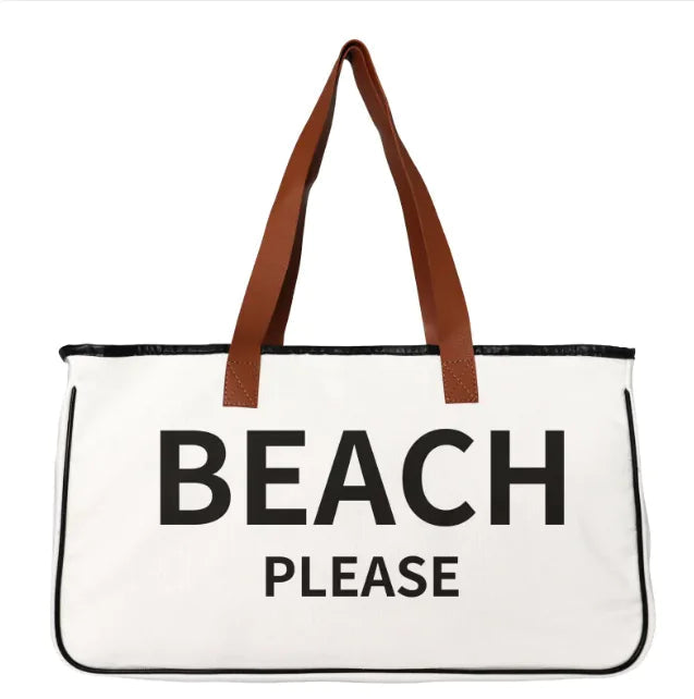 Women's Cotton Linen Canvas Beach Bag WEM Support (www.WEM.support)