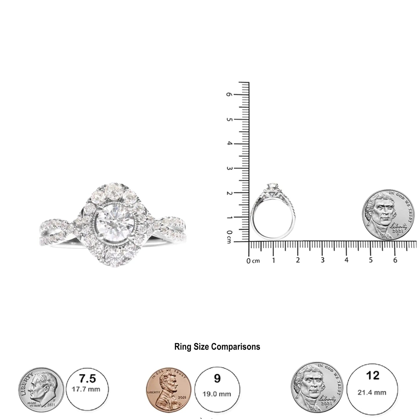 14k White Gold GIA Certified 1 1/5 Cttw Diamond Oval Halo Shaped Engagement Ring (G-H Color, SI1-SI2 Clarity) - Ring Size 7 WEM Support (www.WEM.support)