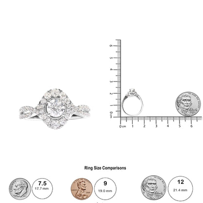 14k White Gold GIA Certified 1 1/5 Cttw Diamond Oval Halo Shaped Engagement Ring (G-H Color, SI1-SI2 Clarity) - Ring Size 7 WEM Support (www.WEM.support)