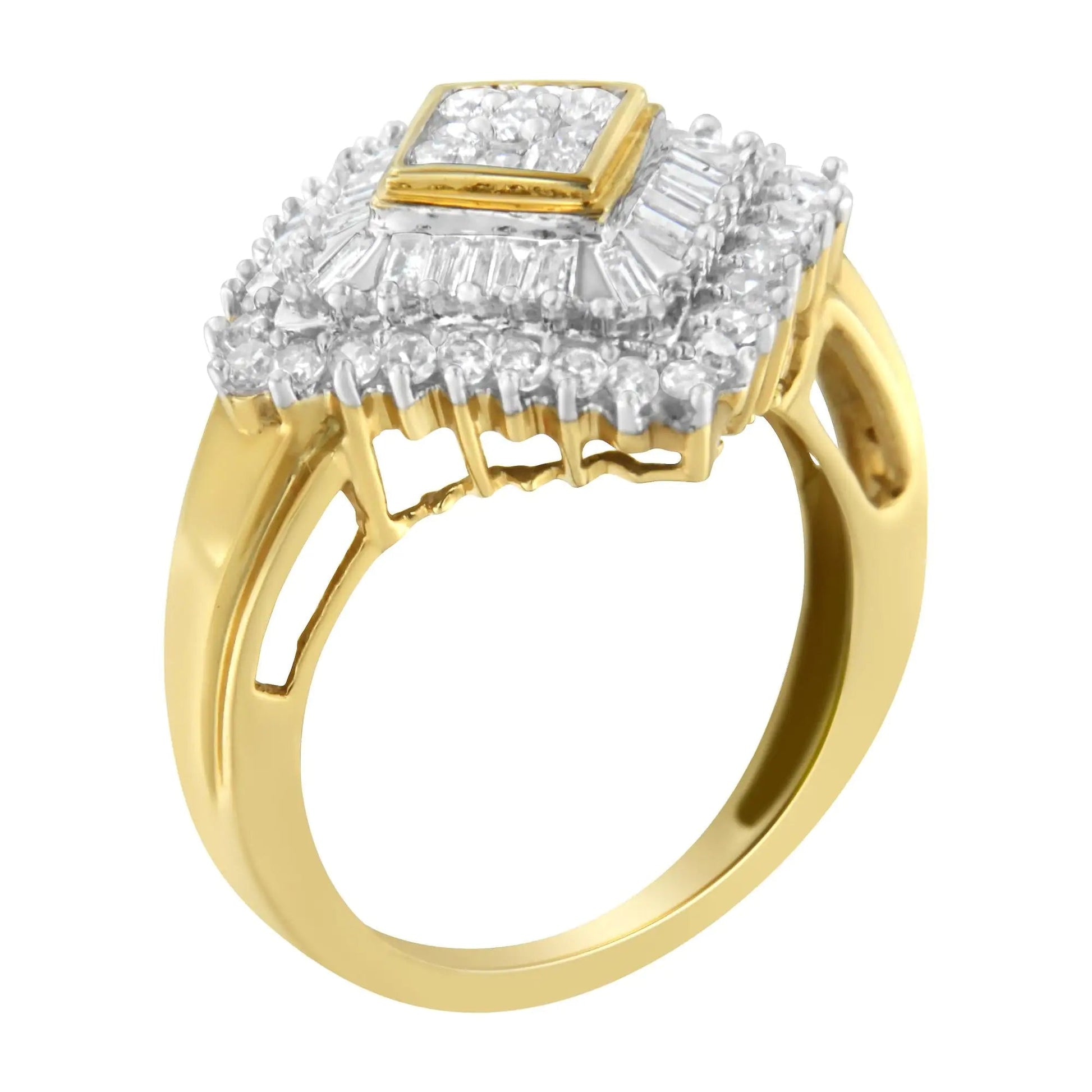 10K Yellow Gold Diamond Ballerina Ring (1 Cttw, I-J Color, I1-I2 Clarity) WEM Support (www.WEM.support)