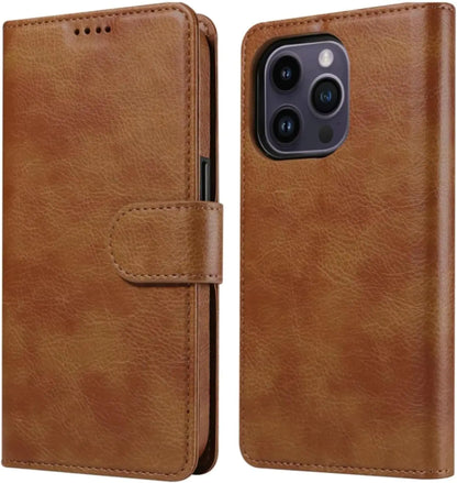 EMF Protection Anti Radiation iPhone Leather Flip Folio Case for iPhone, Genuine Leather Wallet Case/Cover with Card Holder & Stand Function (Brown, iPhone 16 Plus)