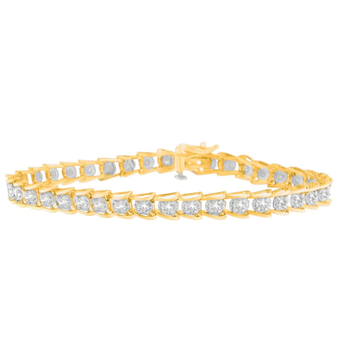 10K Yellow Gold Round-Cut Diamond Link Bracelet (2.00 cttw, I-J Color, I3 Clarity) WEM Support (www.WEM.support)