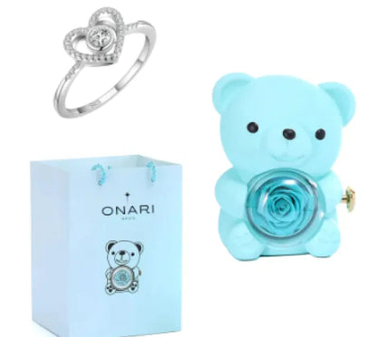 Eternal Rose Teddy Bear Jewelry Box & Necklace WEM Support (www.WEM.support)