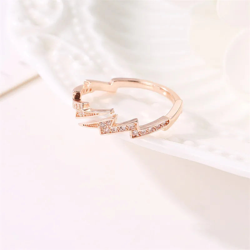 Irregular geometry zircon lightning ring - HejK.com Marketplace LLC