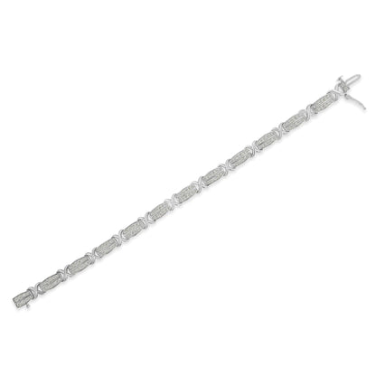 .925 Sterling Silver 2.0 cttw Diamond 2 Row X-Link Bracelet (I-J Color, I3 Clarity) -7" WEM Support (www.WEM.support)