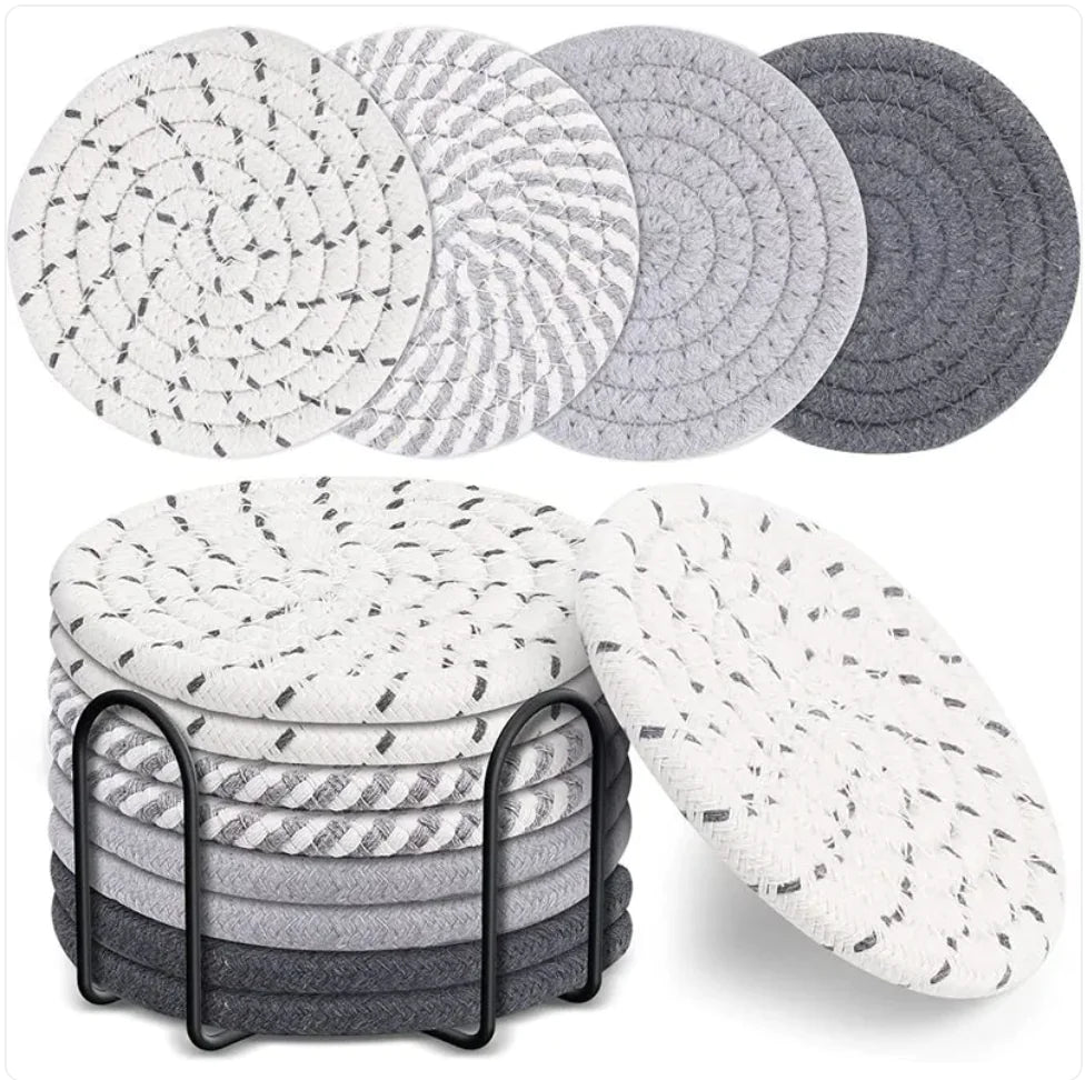 Hand-Woven Cotton Linen Heat-Resistant Table Mat & Coaster HejK.com