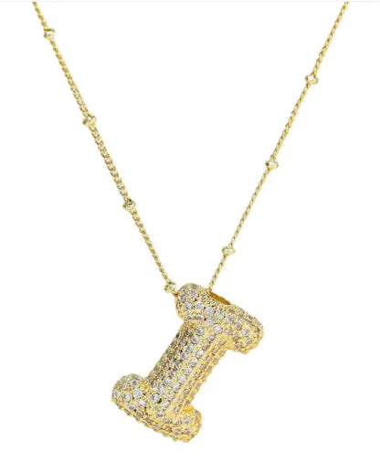 Brass Zircon Letter Necklace WEM Support (www.WEM.support)