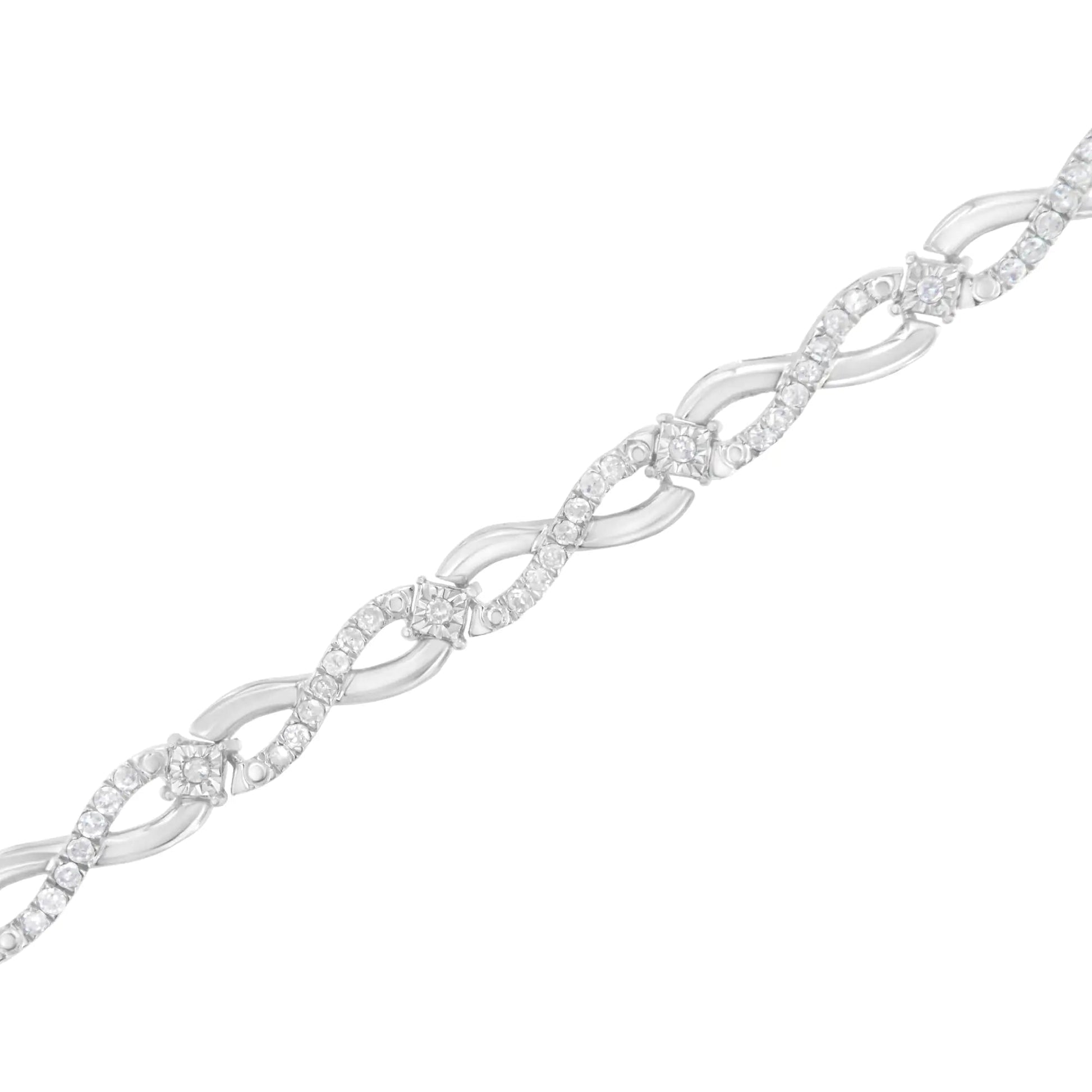 .925 Sterling Silver 1.0 Cttw Prong Set Diamond Infinity Link Bracelet (I-J Color, I2-I3 Clarity) - 7.25" WEM Support (www.WEM.support)